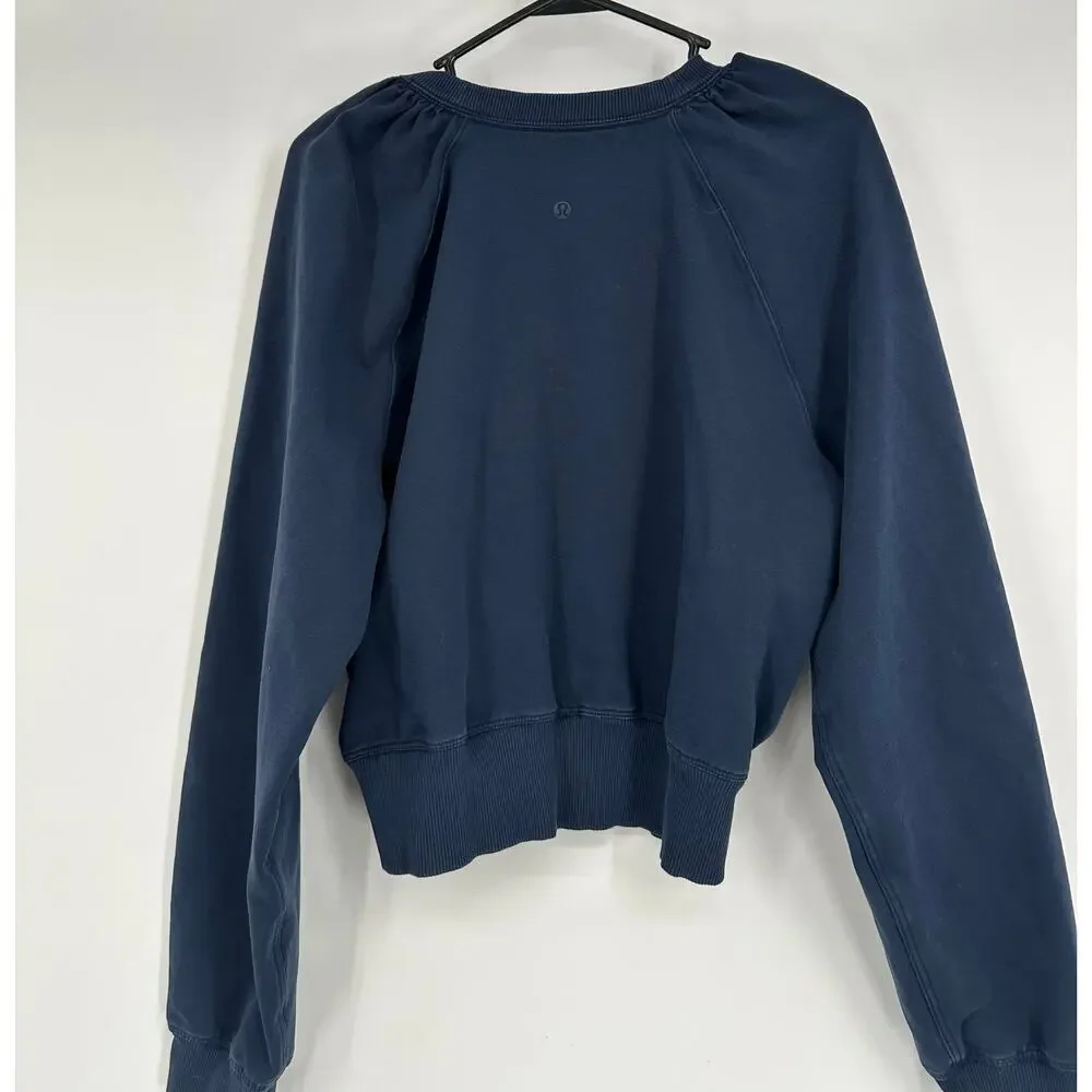 Lululemon LA puff sleeve cropped sweatshirt navy blue